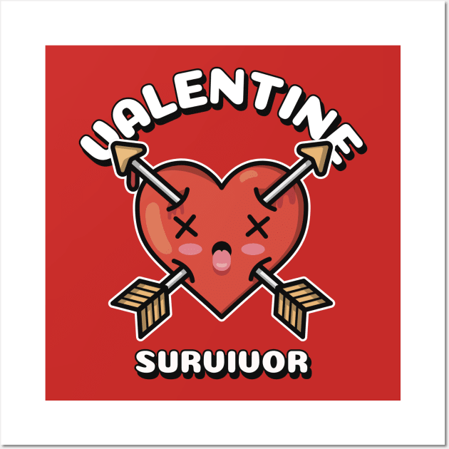 Valentine Survivor Funny Anti Valentines Day Gift Wall Art by BadDesignCo